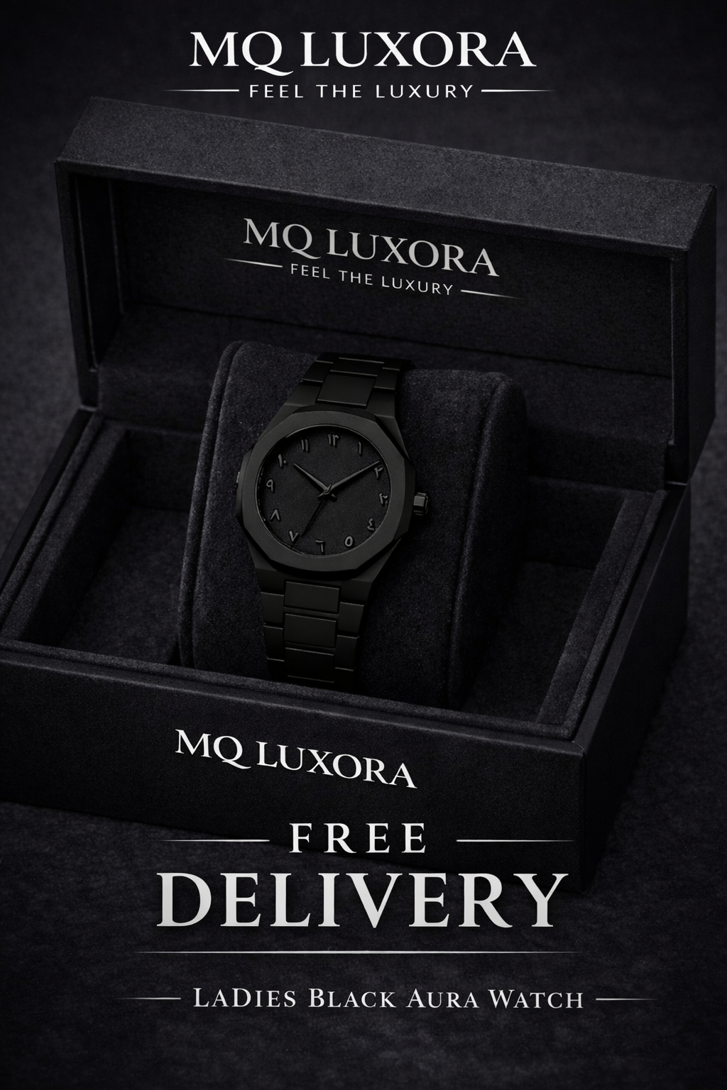 Black Aura Ladies Watch | MQ LUXORA | FEEL THE LUXURY