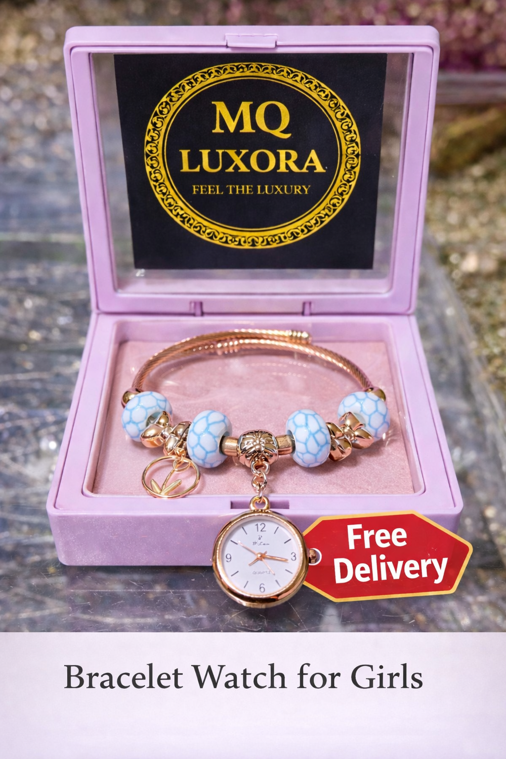 Stylish Beaded Charm Bracelet Watch for Girls - Perfect for EID & Ramadan Gift | MQ LUXORA | Free Delivery