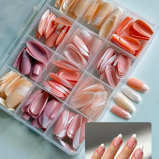 144 Pcs Multicolor False Nails Box Stylish Durable Easy To Use For Everyday Fashion Parties And Nail Art Designs