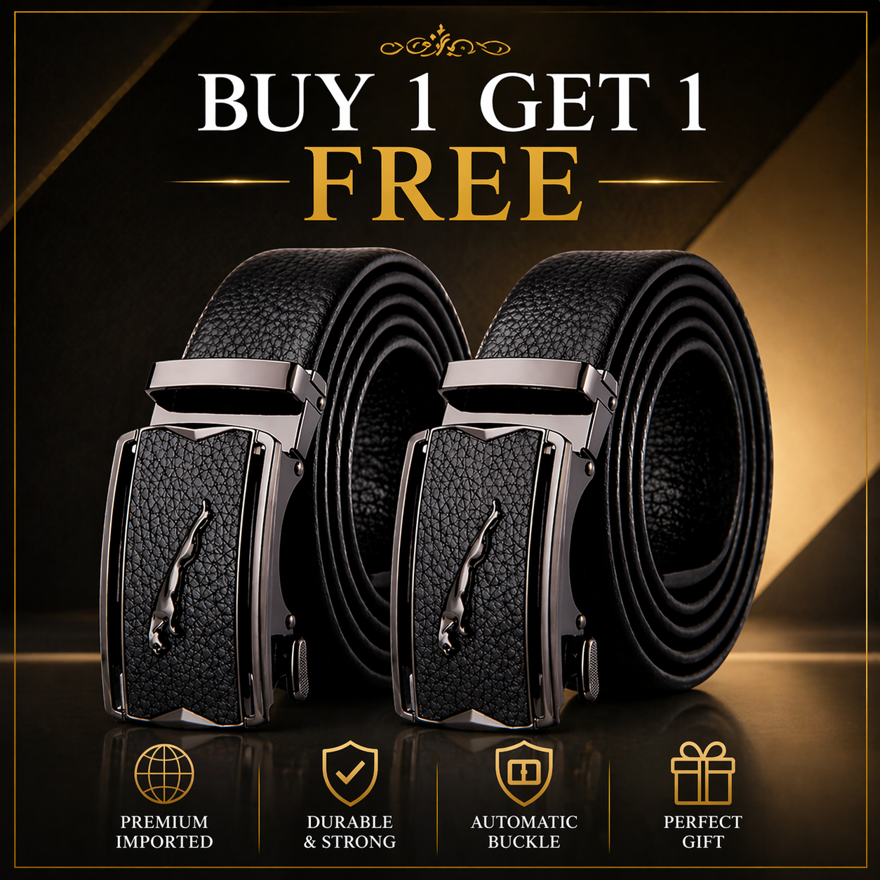 Imported Belt For Men with 3 month Warranty Buy 1 Get 1 Free