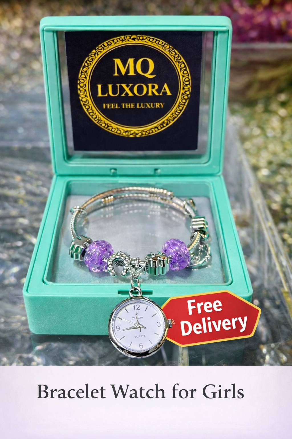 Stylish Beaded Charm Bracelet Watch for Girls - Perfect for EID & Ramadan Gift | MQ LUXORA | Free Delivery