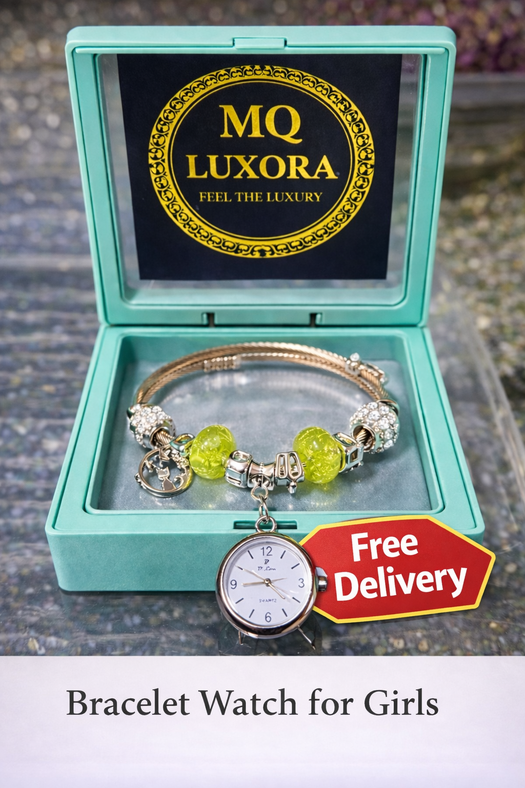 Stylish Beaded Charm Bracelet Watch for Girls - Perfect for EID & Ramadan Gift | MQ LUXORA | Free Delivery