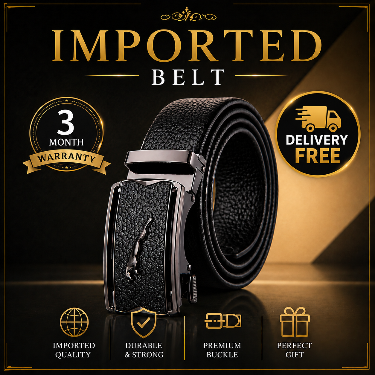Imported Belt For Men with 3 month Warranty